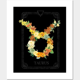 Floral Zodiac Sign: Taurus Posters and Art
